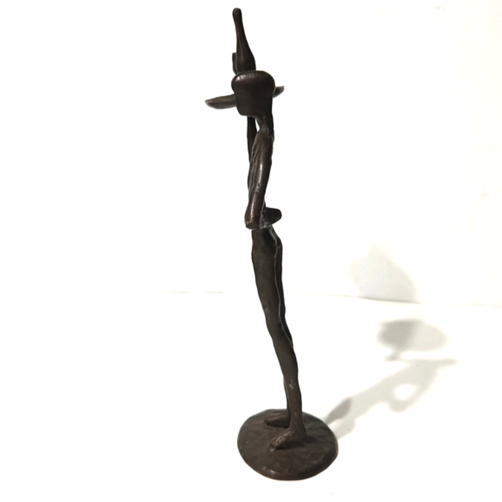 Vintage Bronze Brutalist Abstract Sculpture Wine Cocktail Waiter 10.7" Tall - Picture 10 of 14